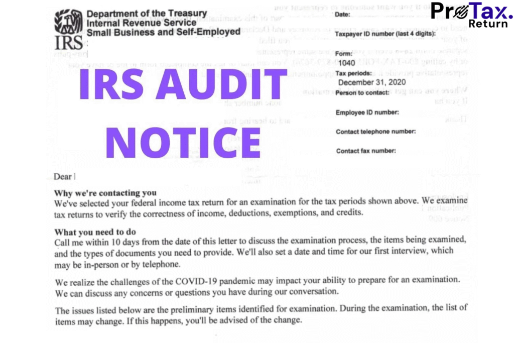 IRS audit notice under review by a tax expert.
