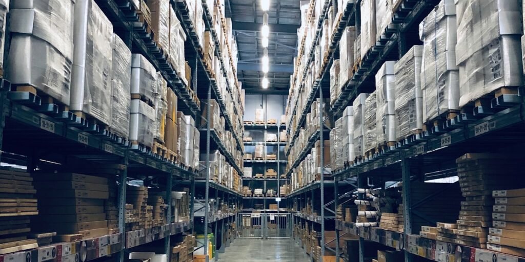Modern warehouse showcasing efficient supply chain and inventory management systems

