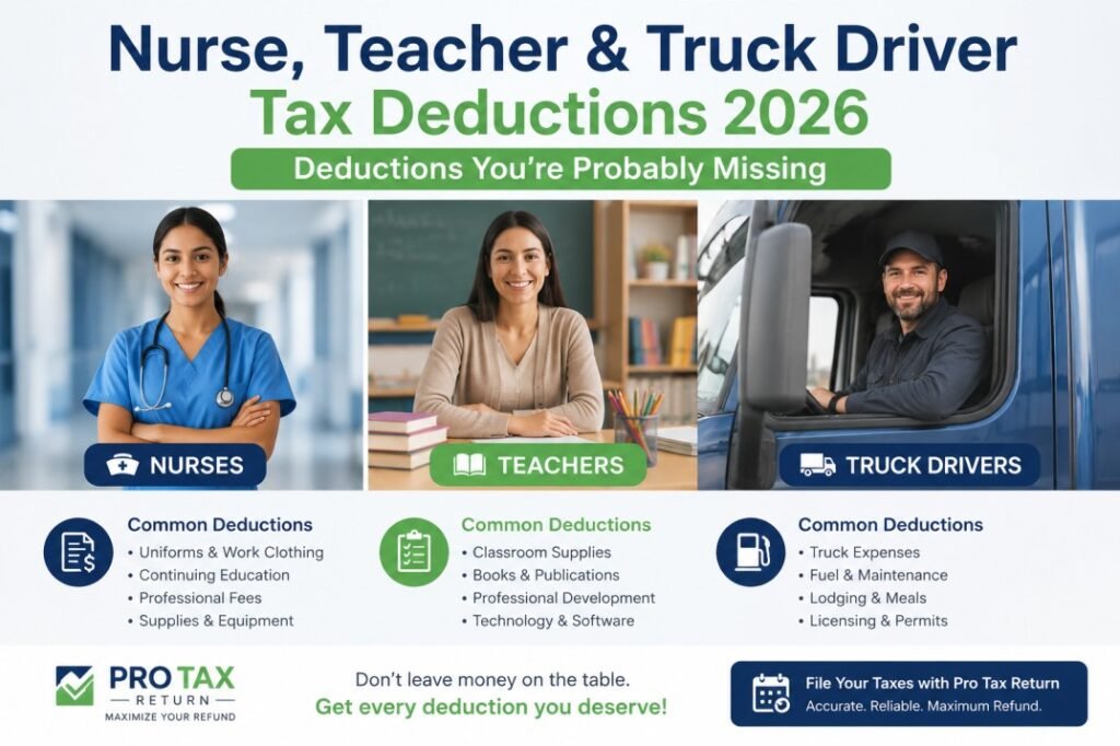 Nurse, Teacher & Truck Driver Tax Deductions 2026 — Deductions You’re Probably Missing | Pro Tax Return